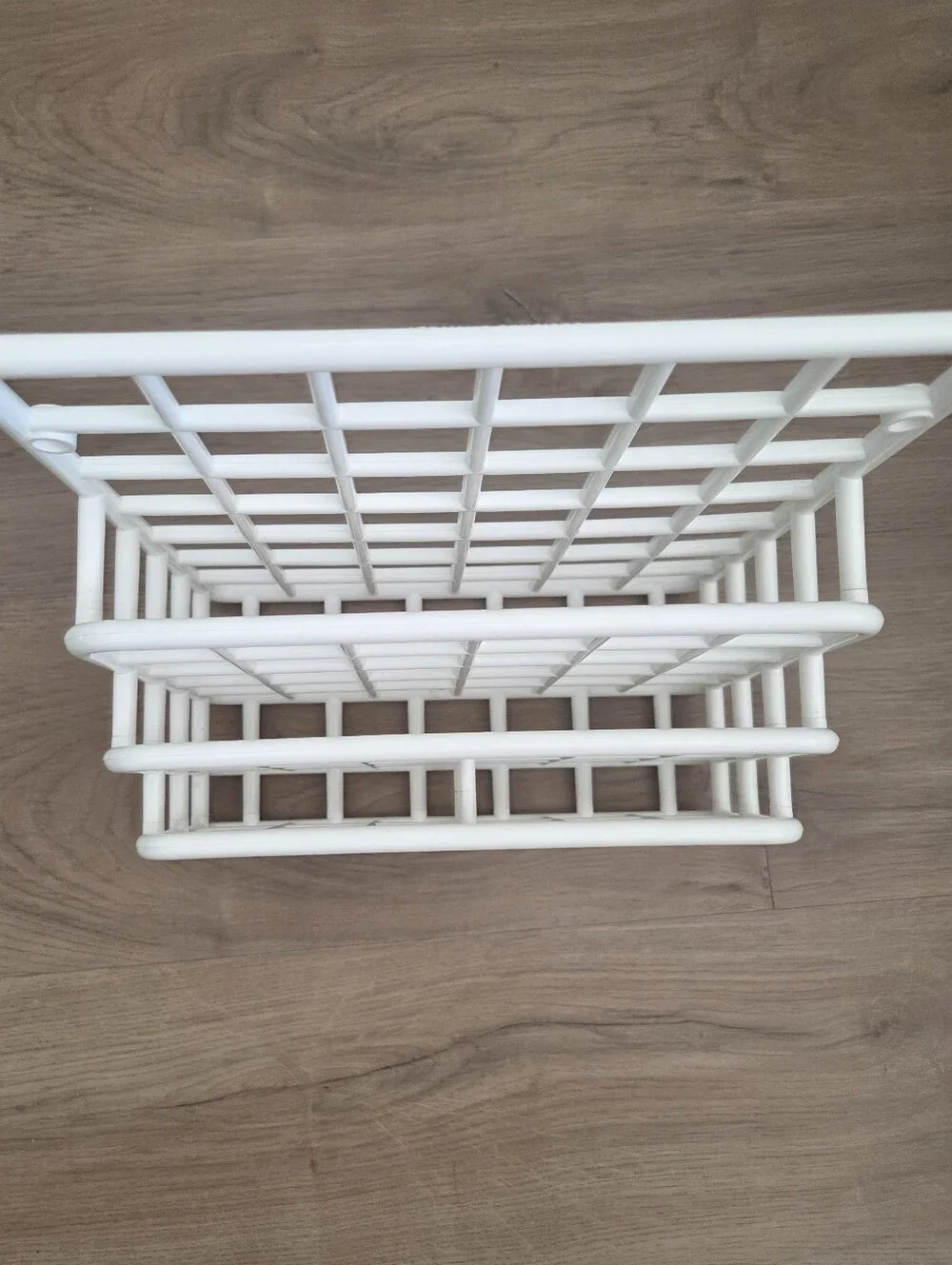 Vtg 80s Yaffa Mini Catch All White Grid Desk Organizer Pop Art Minimal Space Age